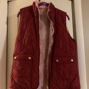 Reversible Maroon Fur Lined Vest